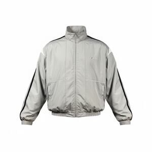 Vintage Y2K Reebok Men's Gray Nylon Full Zip Up Windbreaker Track Jacket - Large